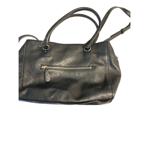 Guess Black Embossed Logo Handbag With Gold Hardware & Adjustable Strap - Picture 4 of 12
